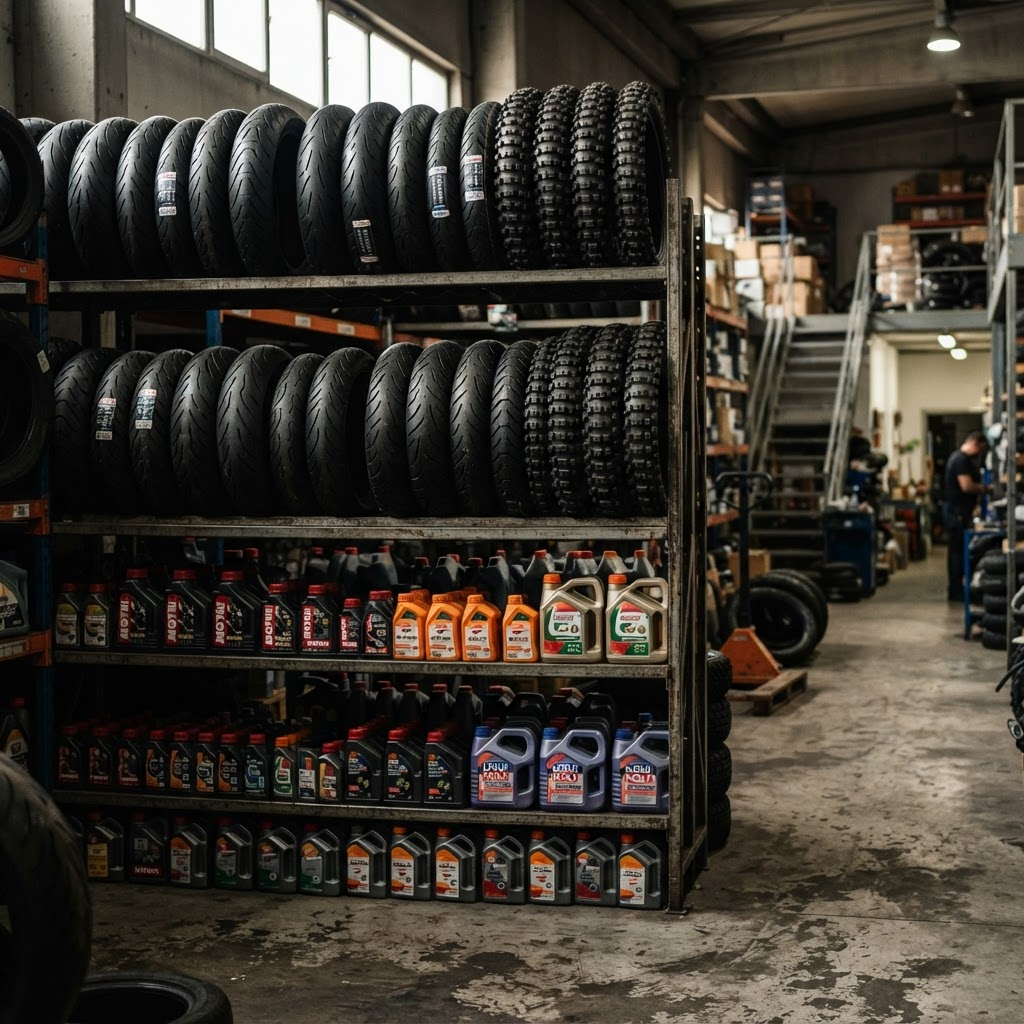 Mecânico realizando manutenção em motocicleta na oficina